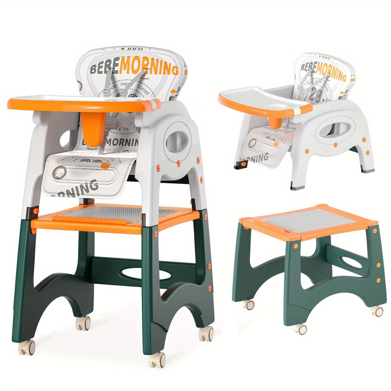 6-In-1 Baby High Chair with Adjustable Backrest And 5-Point Safety Harness