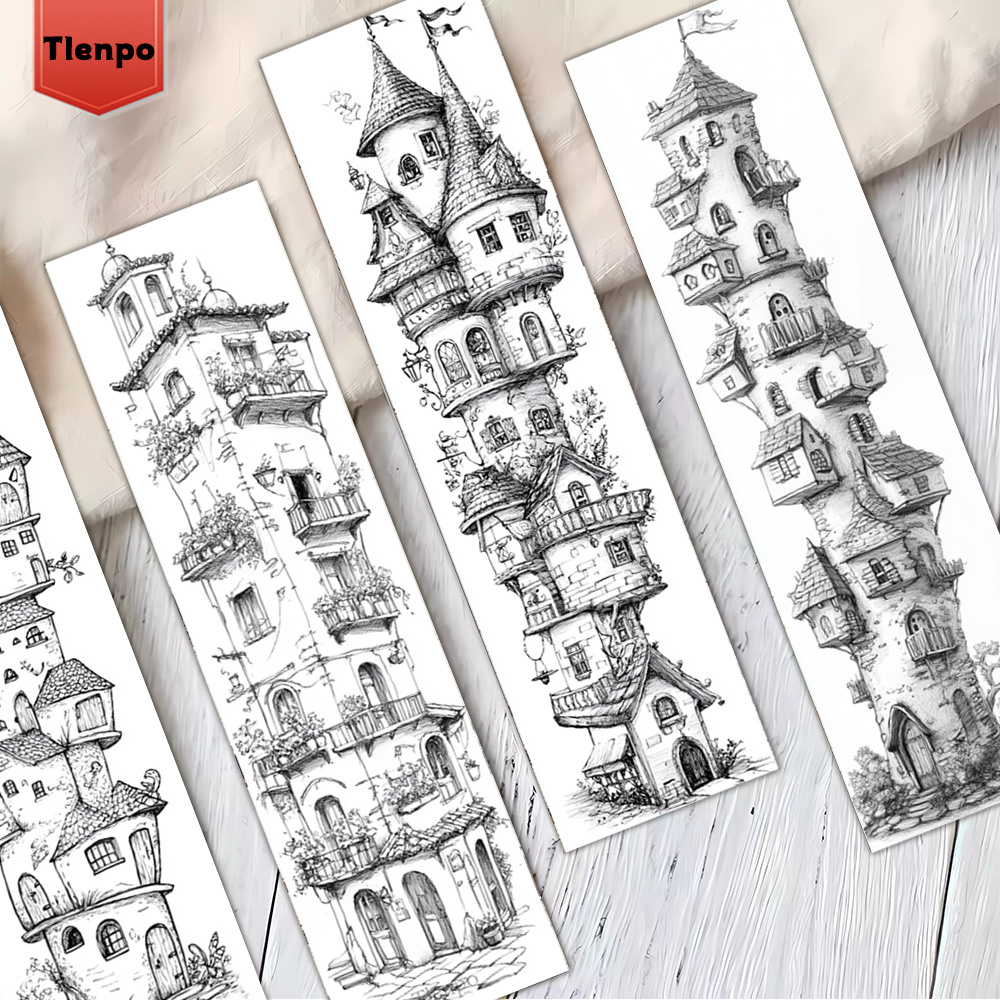 TEMU 32pcs, A And -themed Coloring Bookmark, Featuring A Cottage Design. This Coloring Bookmark Serves As A Page Divider, Making It A Perfect