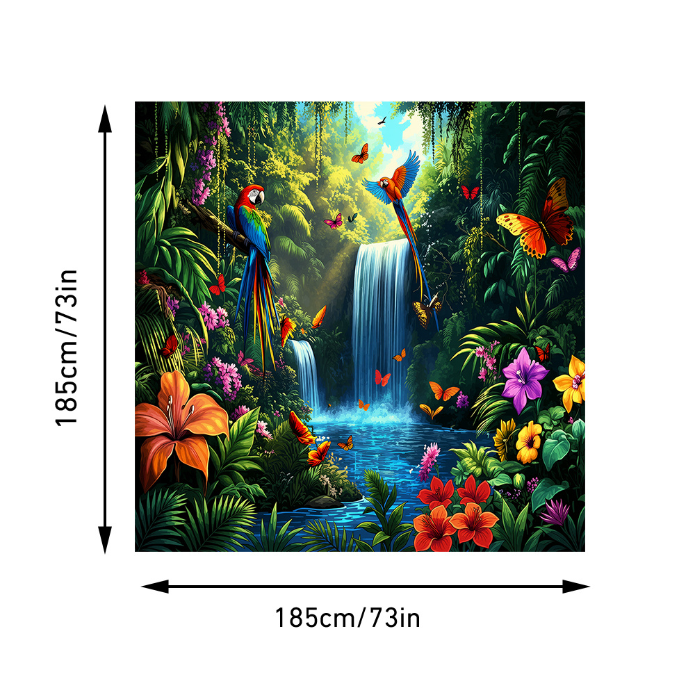 Canopy, Lightweight Polyester For Beach, Camping, Garden, Picnics - Rainforest Waterfall Outdoor Adventure Shade (poles Not Included)