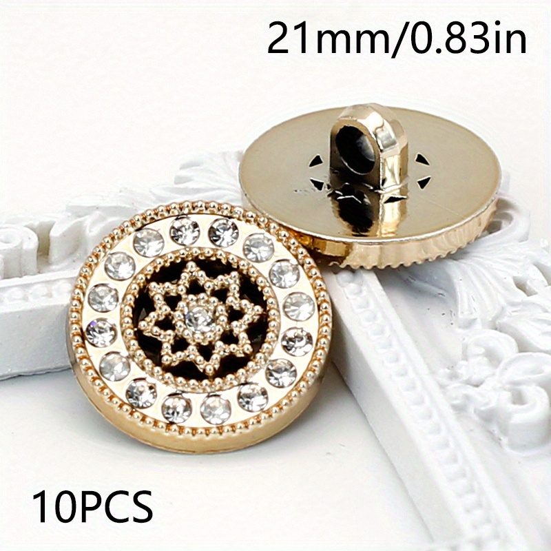 Image of 10pcs Plastic Buttons, Rhinestone Embellished, Suitable For Wool Coat Trench Coat Double-faced Cashmere Shirt Suit Jacket Knit Cardigan Overcoat, Vintage Versatile, Valentine's Day Gift