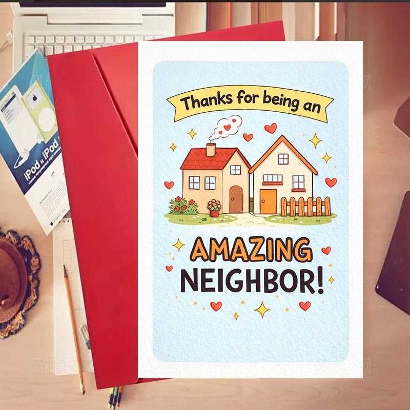 TEMU 1pc Greeting Card And 1pc Envelope Appreciation Greeting Card For Expressing Gratitude To An Neighbor Ideal For Daily Use To Show Thanks