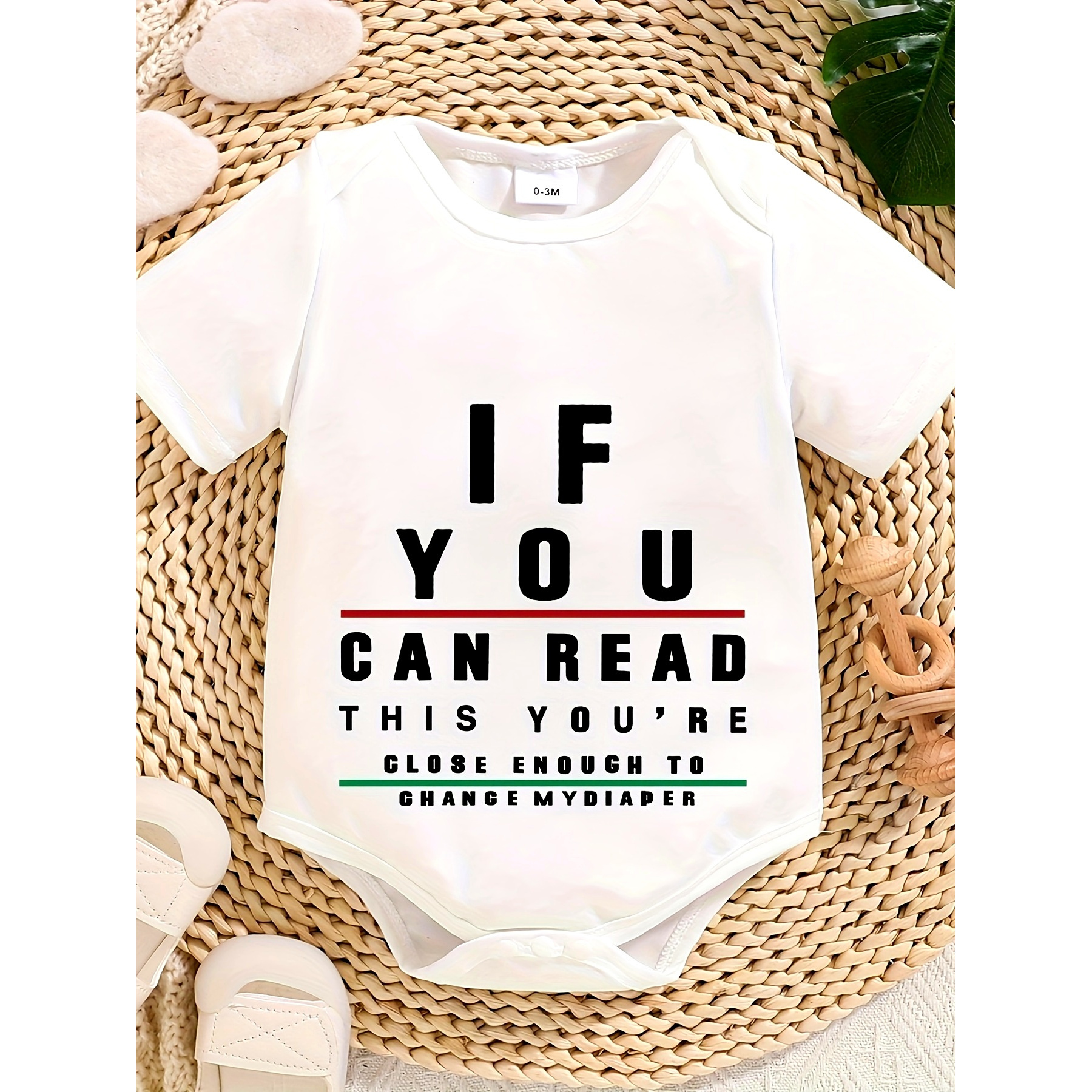 

' Can Read This' Printed Cotton Romper For , Comfortable Short Sleeve Onesie For , Summer Casual Wear, Romper, Outdoor