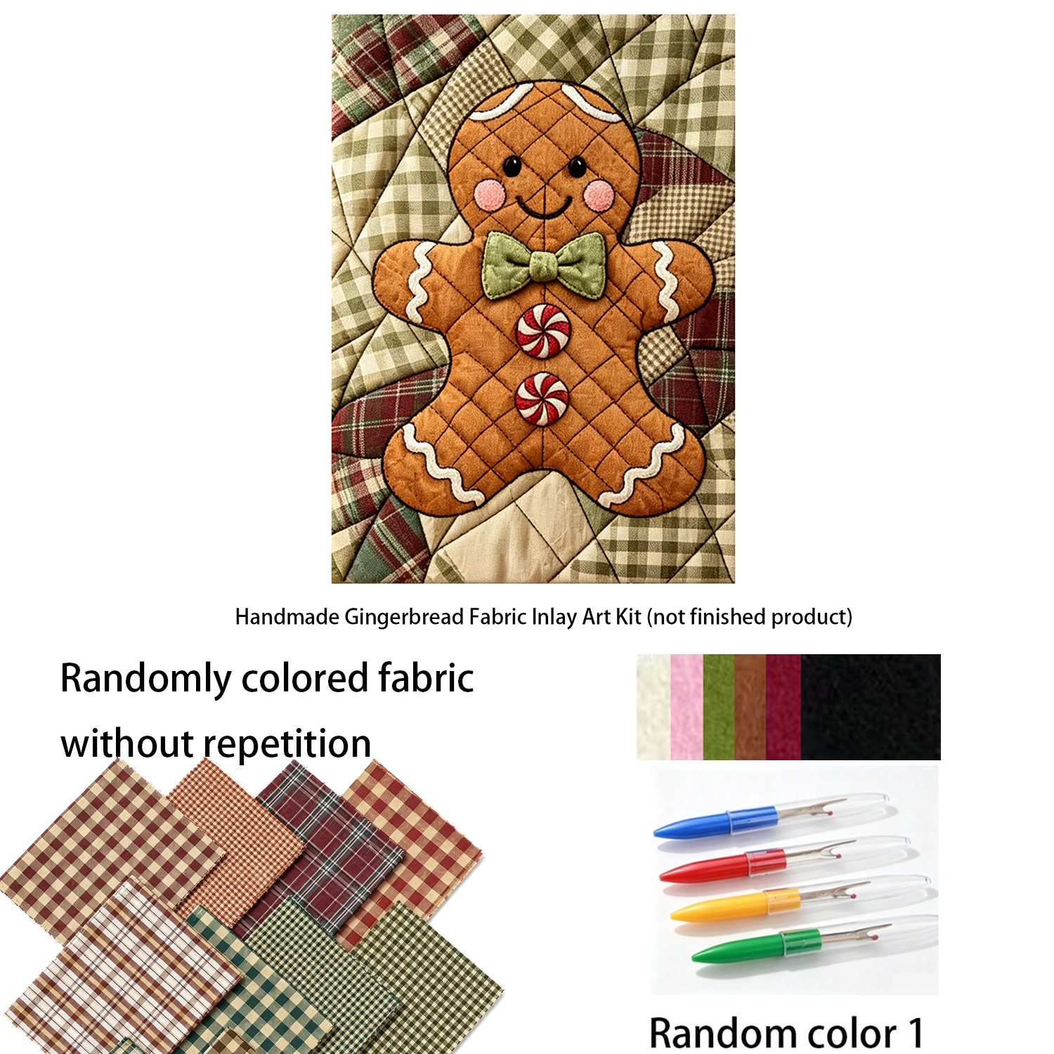 TEMU Kit de loisirs créatifs DIY en tissu patchwork en pain d'épices pour femme - Convient pour la détente, trousse d'outils de patchwork encastré