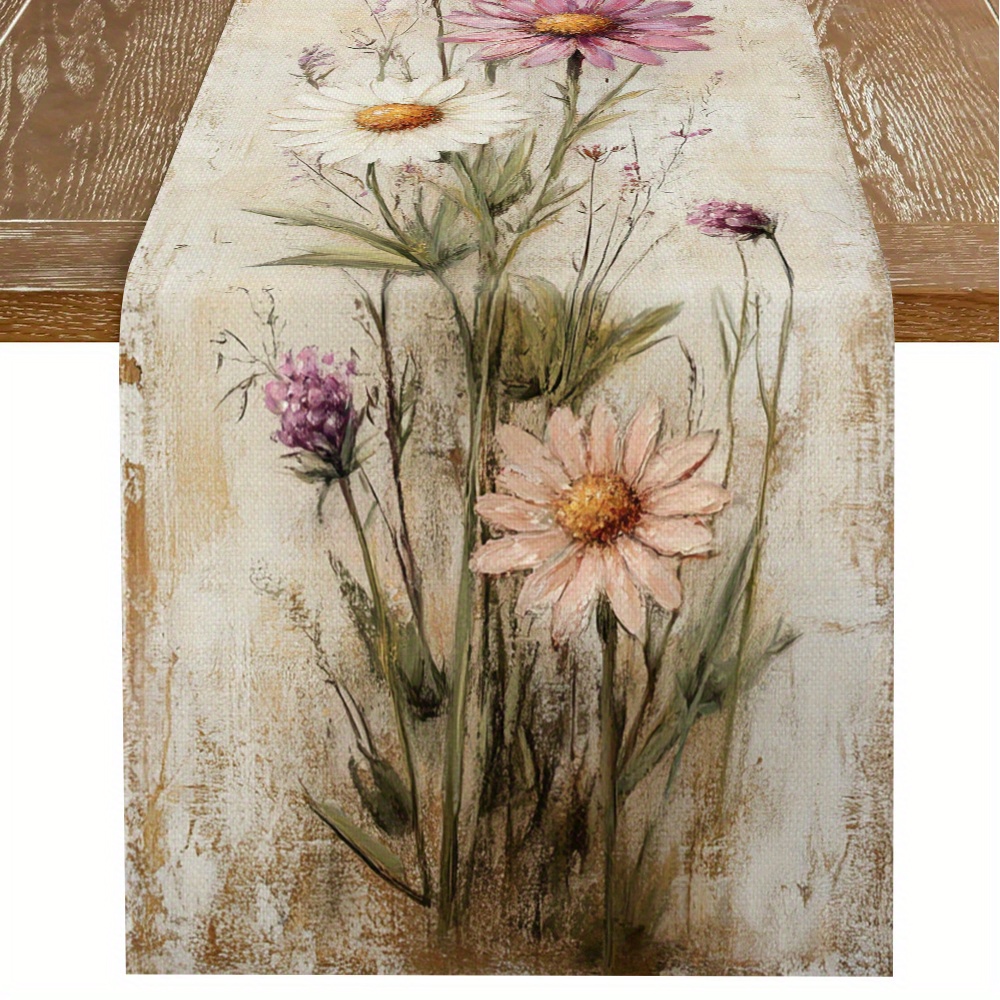 Image of 1pc, Vibrant Table Runner, Exuding Natural Vitality, Spring Summer, Desktop Decor Table Runner, Long Picture Print Clear, A For Home Decoration, Suitable For Family Gathering Occasions, Indoor Outdoor
