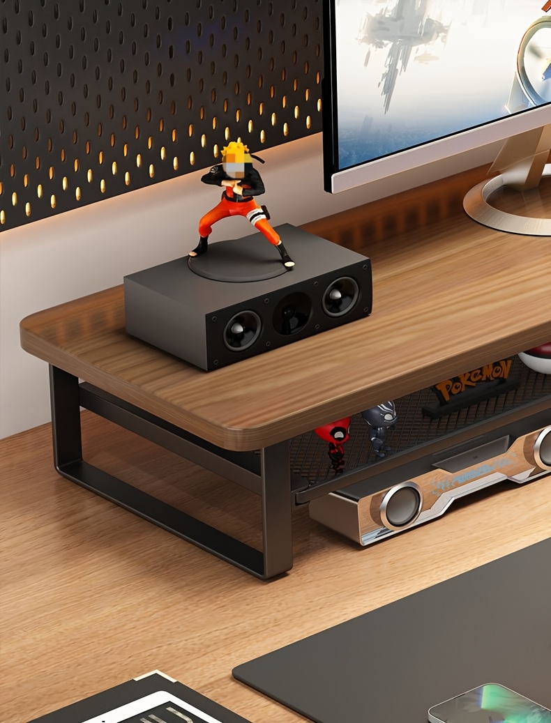 Modern Monitor Riser Stand with Easy-Pull Drawer & Multi-Color Options - 27.56x8.66inch Iron Frame Desktop Organizer, Sleek Minimalist Design for Home Office, Gaming Setup, Durable Metal Construction, Home Office Accessory, Minimalist Desk Accessory, Sturdy Construction