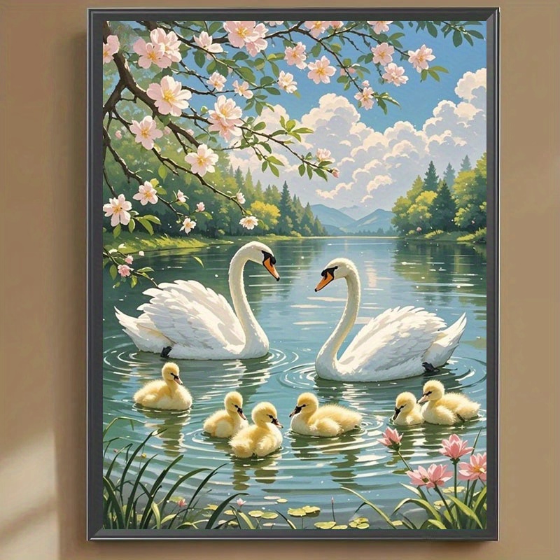 TEMU Kit de peinture diamant, motif cygne dans le , ronds pour débutants et amateurs de loisirs créatifs, cadeau de décoration d'intérieur parfait,