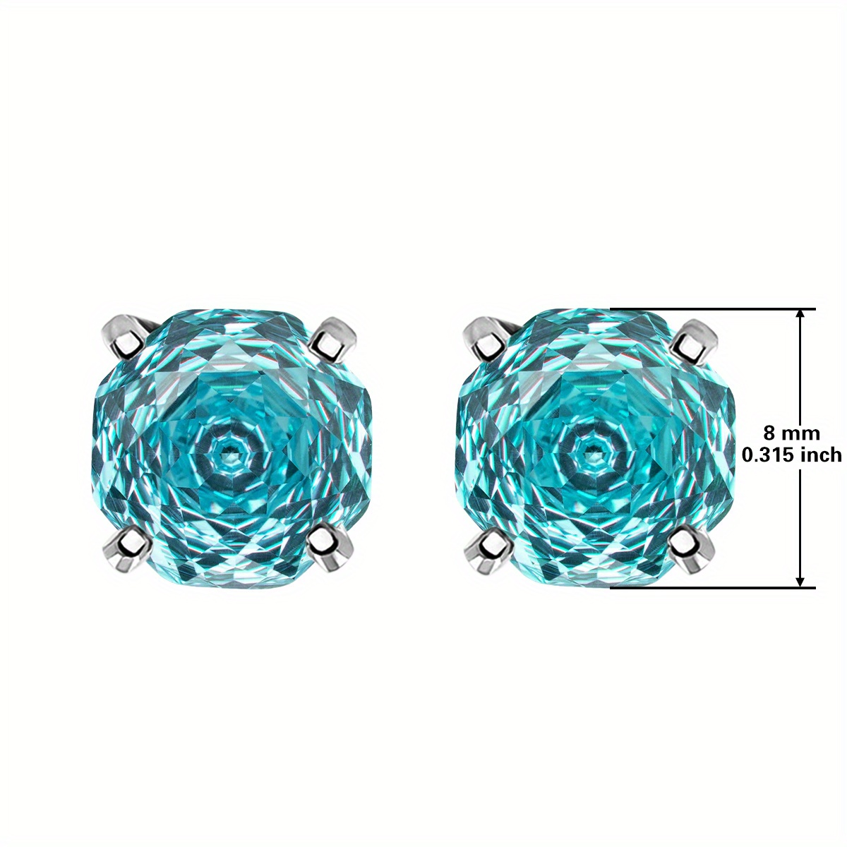 Women's S925 Sterling Silver Topaz Blue Rose Cut Zircon Earrings