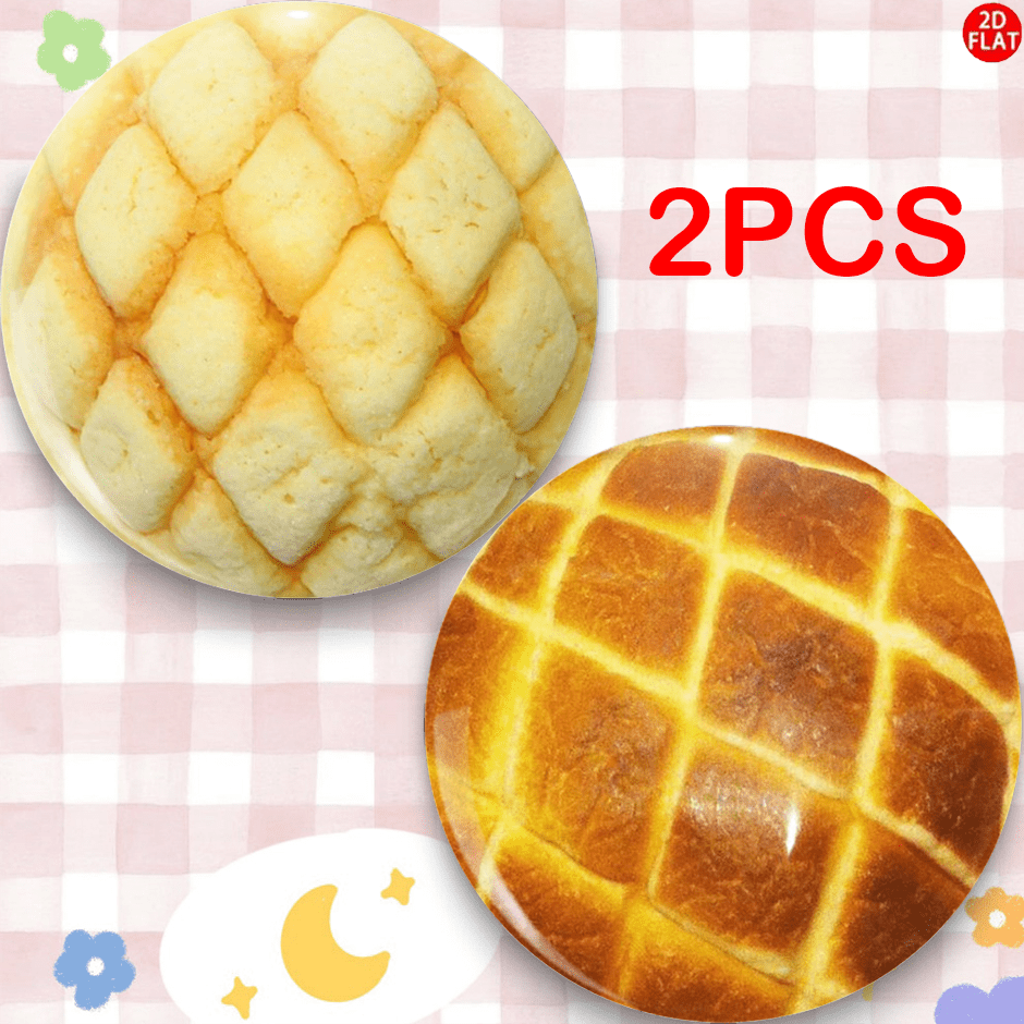 TEMU 2pcs/set (2d Flat) Bread Fashion Badges - Suitable For Fun Families, , , Ideal For Backpacks, Anime Badges, Hat Decorations, Gift Ideas, Trendy