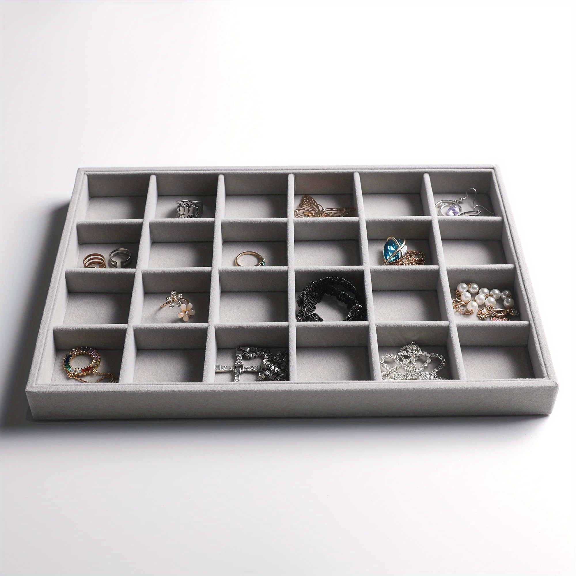 4pc Large Stackable Velvet Jewelry Tray Set with Drawer Inserts