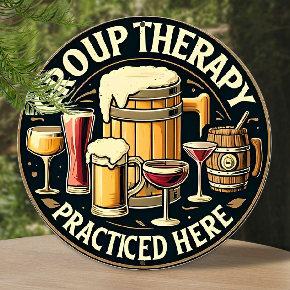 TEMU Room Decor 1pc Vintage Aluminum Metal Sign - " Practiced Here" Round Wall Art For Bar, Cafe, Home Decor - Classic Retro Pub Style Display 7.8"