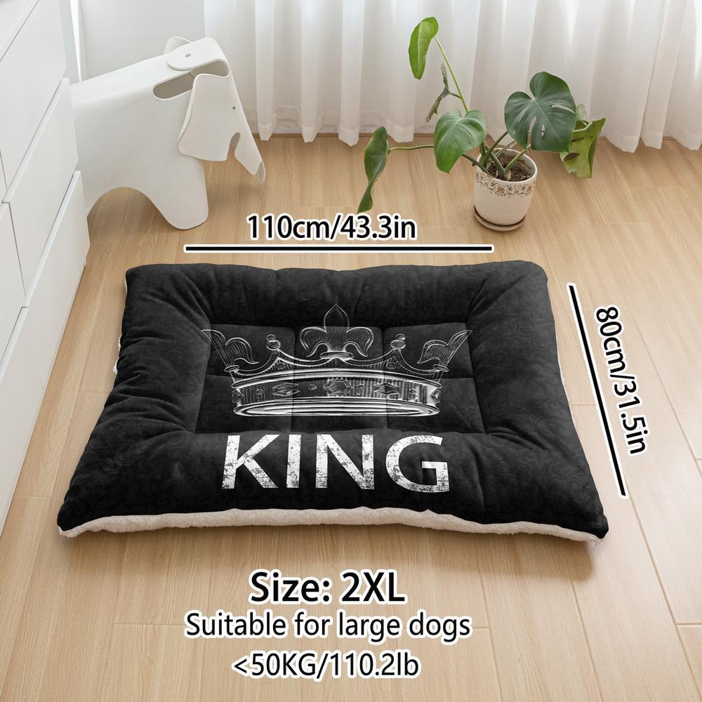 E-shop Übergroßes Plüsch-Hundebett Sofa, Krone-Druck Hundeboxauflage, Waschmaschinenfeste Hundebett, Kennelauflage Matte, Geeignet für kleine Hunde,