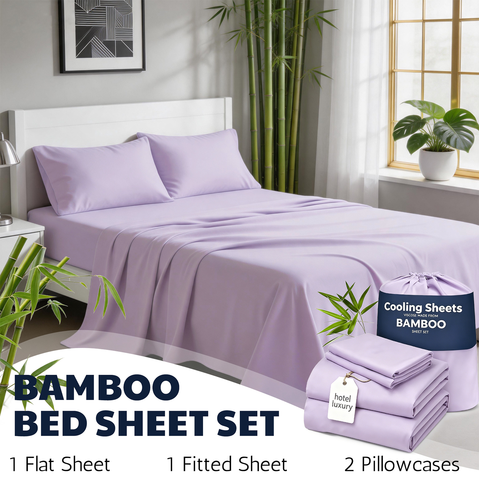 4pcs cooling bamboo fiber sheet set 16 inch extra deep pocket sheets     cooling bedding ideal for hot sleepers wrinkle and shrink resistant twin full queen and king sizes