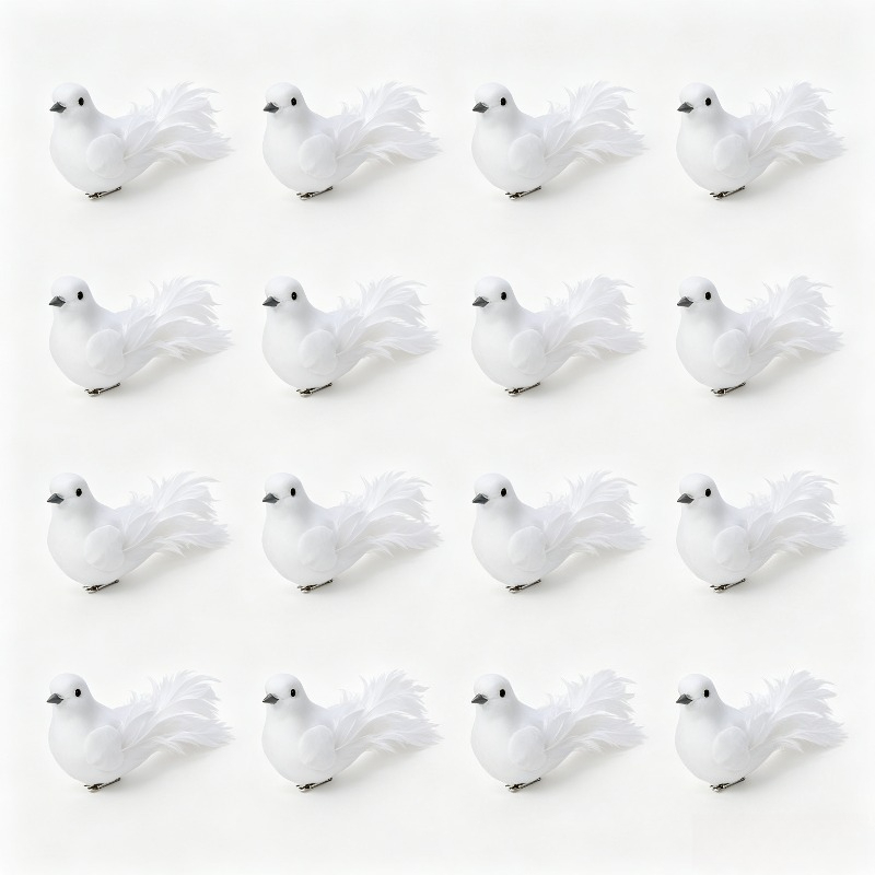 TEMU 6pcs/12pcs Realistic Feather Pigeon & Statues - Plastic Flying Bird Figurines Suitable For Outdoor/ Garden Decor, Christmas Decorations,