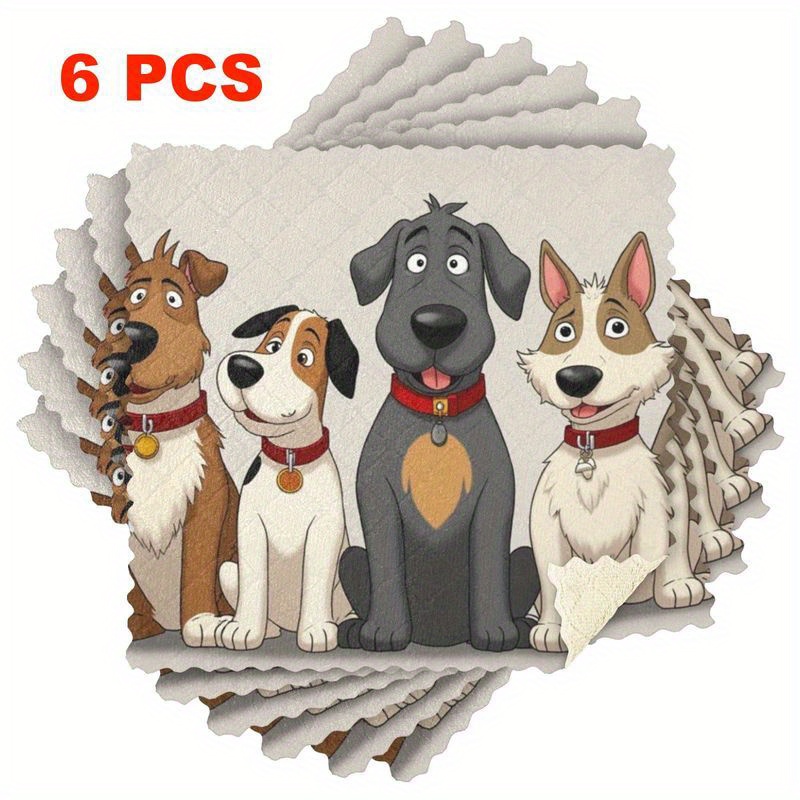TEMU Set Of 3/6 Kitchen Dishcloths Featuring A Cartoon , Reusable Cleaning Cloths Made Of Fibers, Highly Absorbent And Easy To Clean, Thick And