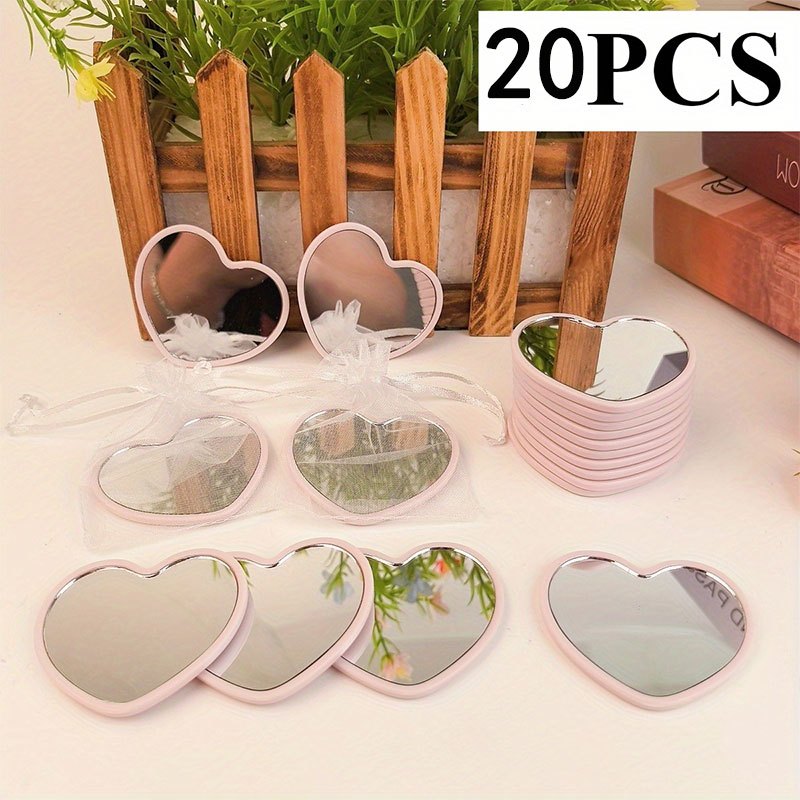 TEMU Set da 10/20 specchietti portatili a forma di cuore - Rosa, , , design minimalista con accenti a di nastro, compatti e per viaggio, , regali,
