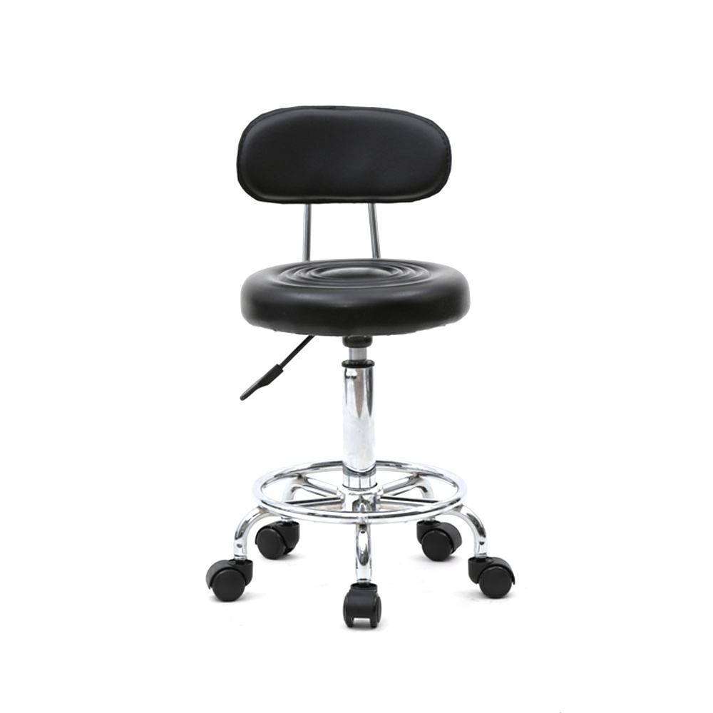 E-shop Runder rollender Salonhocker mit Rückenlehne, höhenverstellbarer Drehhocker mit Rädern weichem Sitz für Spa, Zeichenstudio, Salon, Tattoo,
