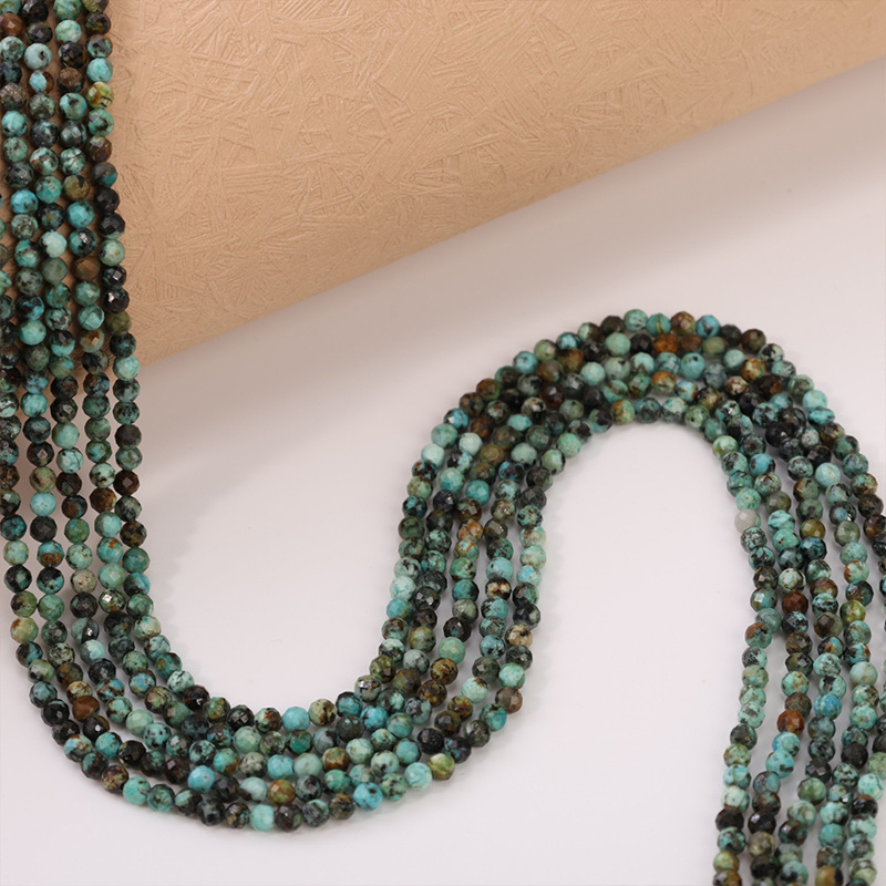 TEMU For Jewelry Making Natural African Turquoise Tiny Round Beads Hoop Earrings Retro Crafts Decoration Handstring Headwear 15' Strand 2/3mm