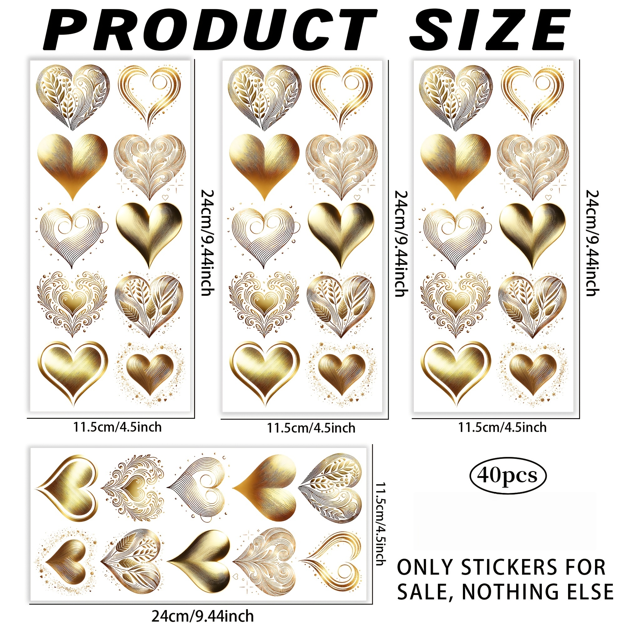 TEMU Lot de 40 UV DTF cœurs dorés, parfaits pour tasses, ordinateurs portables, scrapbooks, etc. Ces UV DTF tendance sont un pour les amateurs.