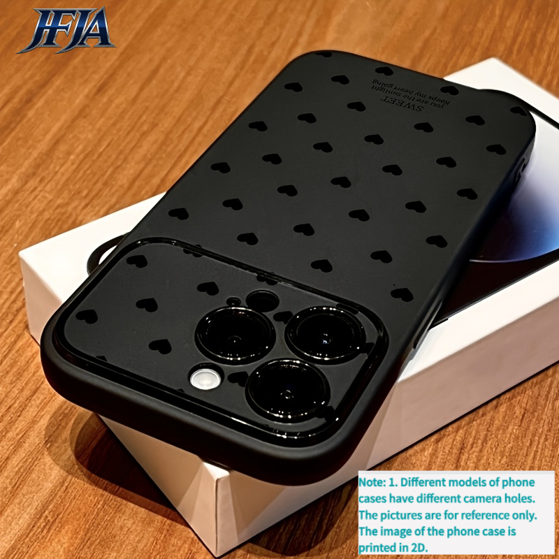 TEMU Phone Case - [xrz Targeted Development 0318] Black Heart Large Window Phone Case Suitable For Iphone Pro/15 Pro Max/14/14 Pro 17/17 Pro/17 Pro