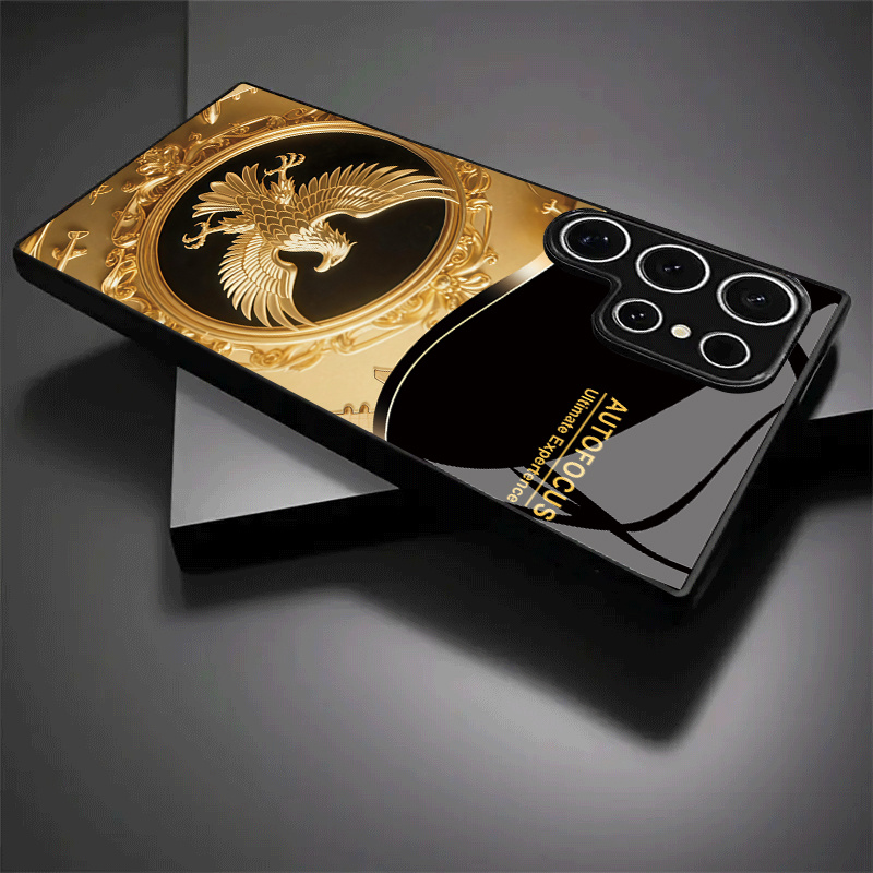 Phone Case: Phone Case - Fashion Trend Color Painting Golden Eagle Pattern Shockproof, Drop-proof, And Dirt-resistant Protective Phone Case Suitable For Galaxy