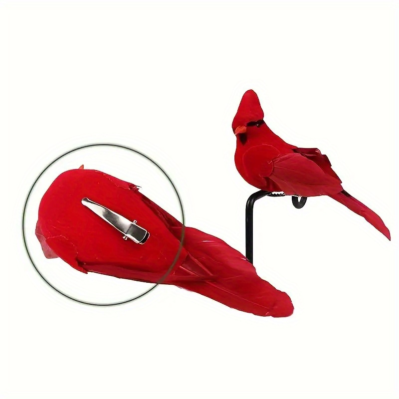 3 piezas Pájaros Cardenales Rojos Artificiales de Aspecto Realista - Adornos Colgantes de Poliuretano Vibrantes para Decoración de Hogar y Jardín, Diseño de Plumas Realistas, Perfectos para Decoraciones de Habitación y Fiestas