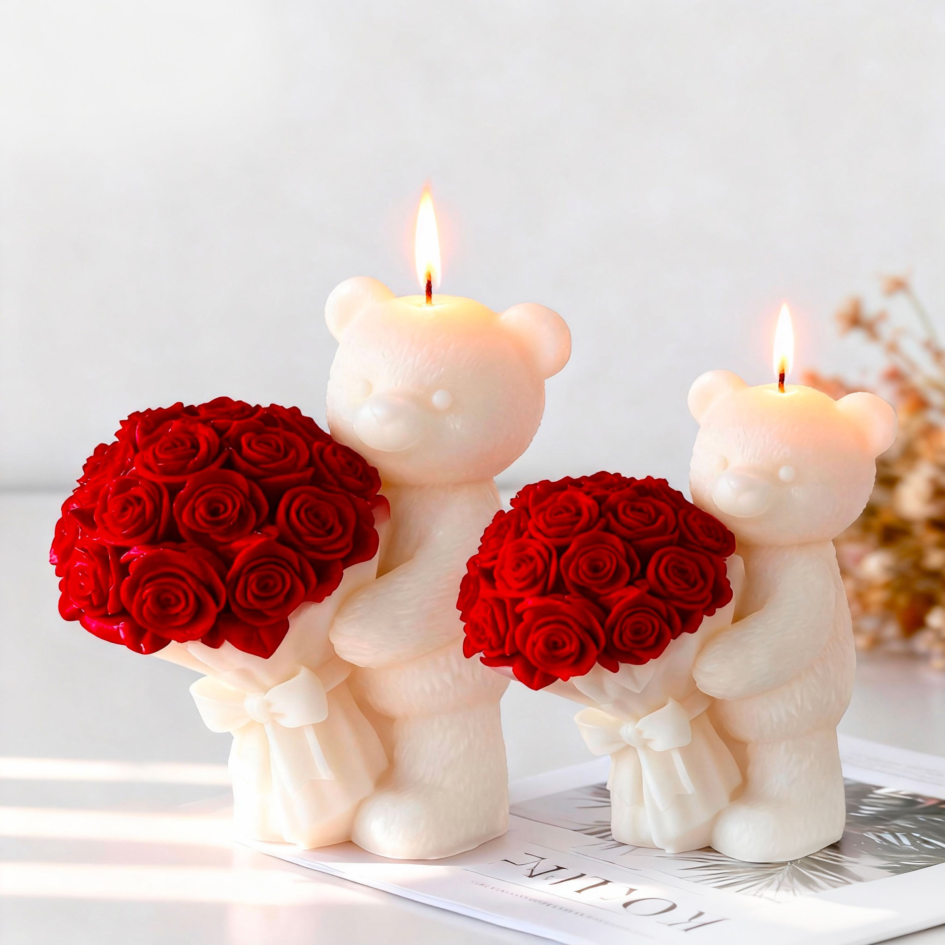 valentines day bear shaped silicone mold rose scented
