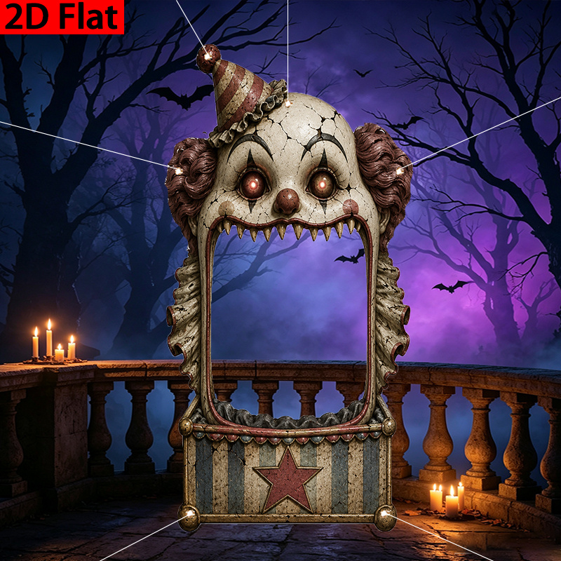 2D Party Photo Prop with Retro Clown Design
