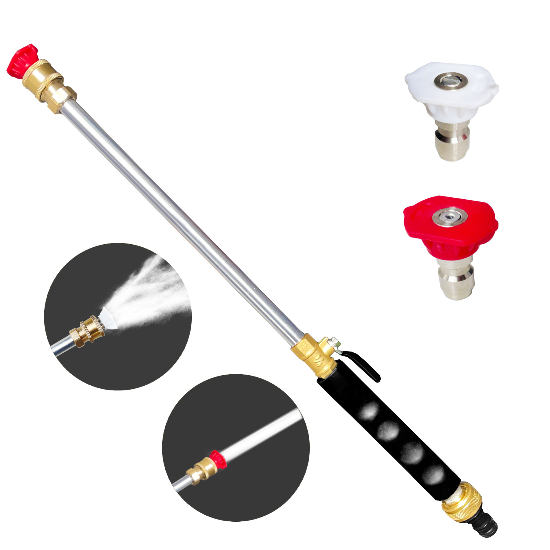 TEMU 3pcs/set Heavy-duty High-pressure Water Cleaning Pole, With 2 Nozzles- A Versatile Gardening Hose Accessory, Suitable For Cleaning Of Cars And