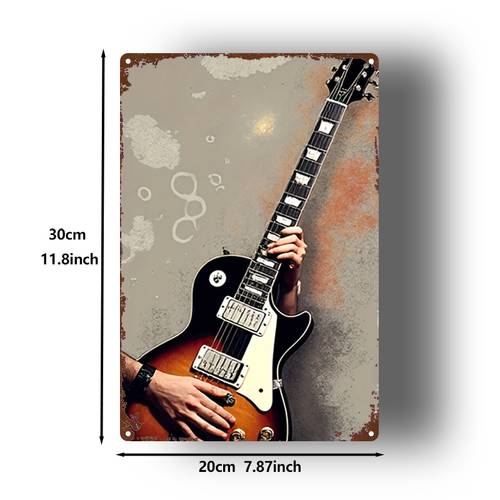 2d flach, ., metallschild, retro gitarre metallmalerei musik thema dekor anhänger, used-look für zuhause, büro, fitnessstudio, schlafzimmer dekoration - power geschenk, 8x12 zoll (20x30 cm), für raumdekoration für wohnung