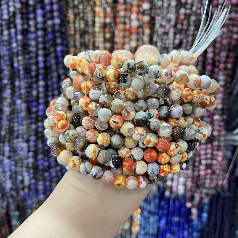 Natural Coffee-Flame Agate Beads for DIY Jewelry Making