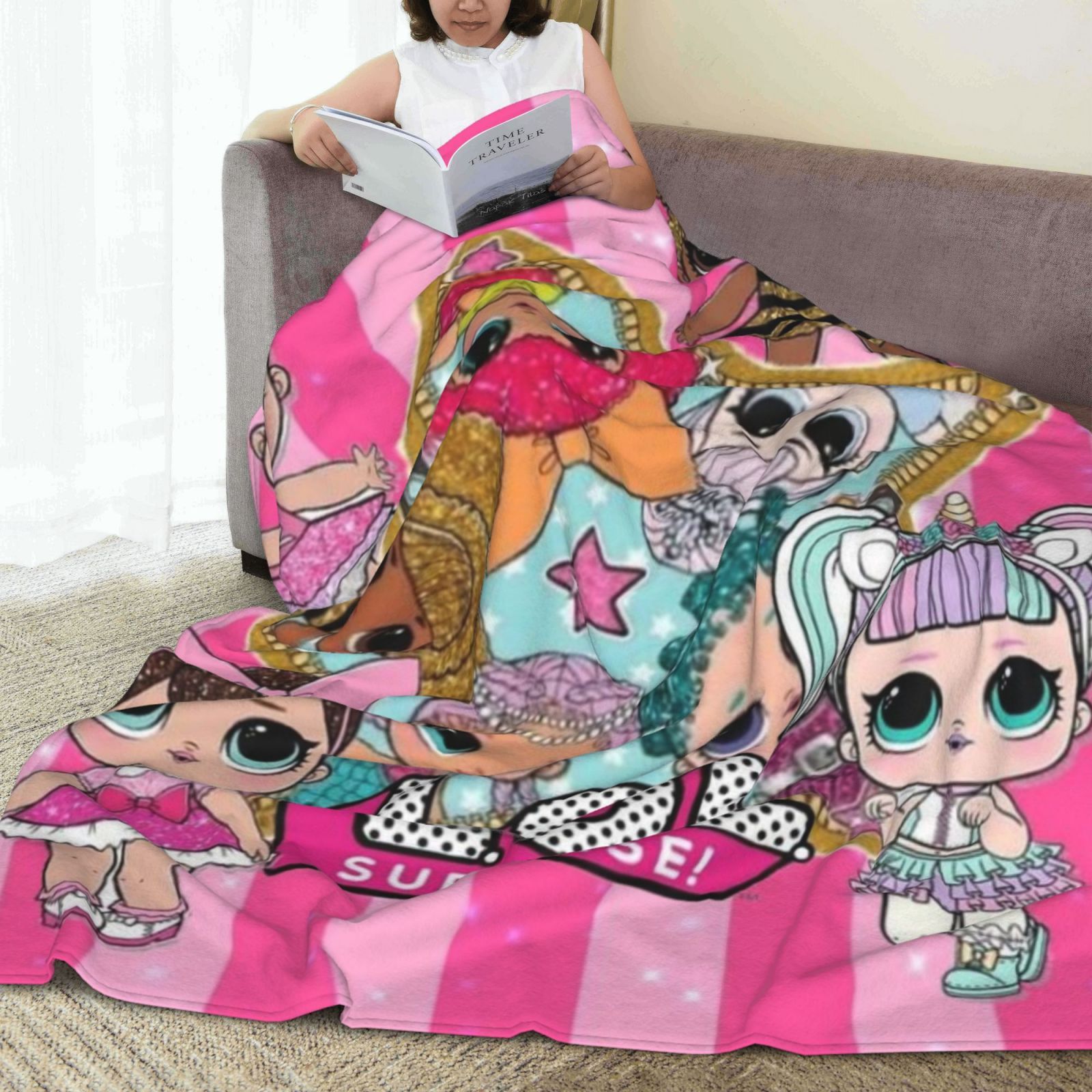 

Lol Surprise Cartoon Doll Themed Flannel Blanket - , Non-woven Polyester Fabric, For Bed/sofa/camping/picnic Gift, Colors, Lol Surprise, Cute