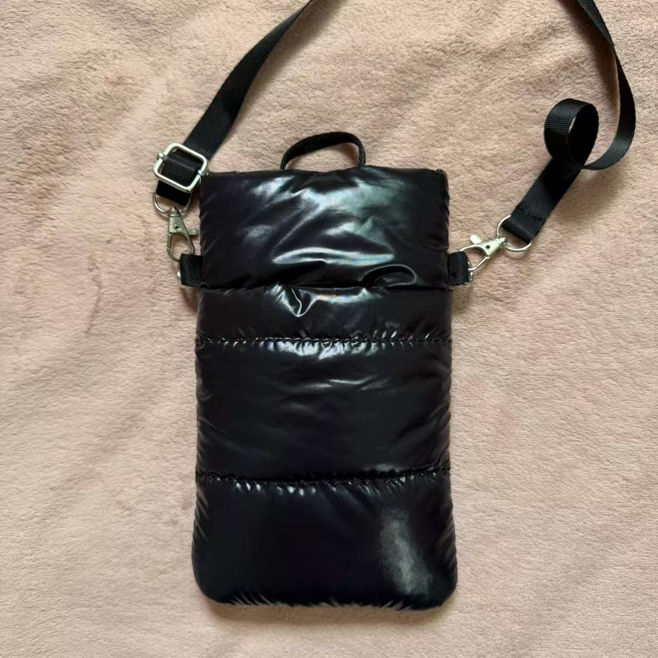 TEMU Puffer Crossbody Phone Bag | Quilted Padded Shockproof Phone Pouch | Mini Casual Shoulder Handbag For Daily Use