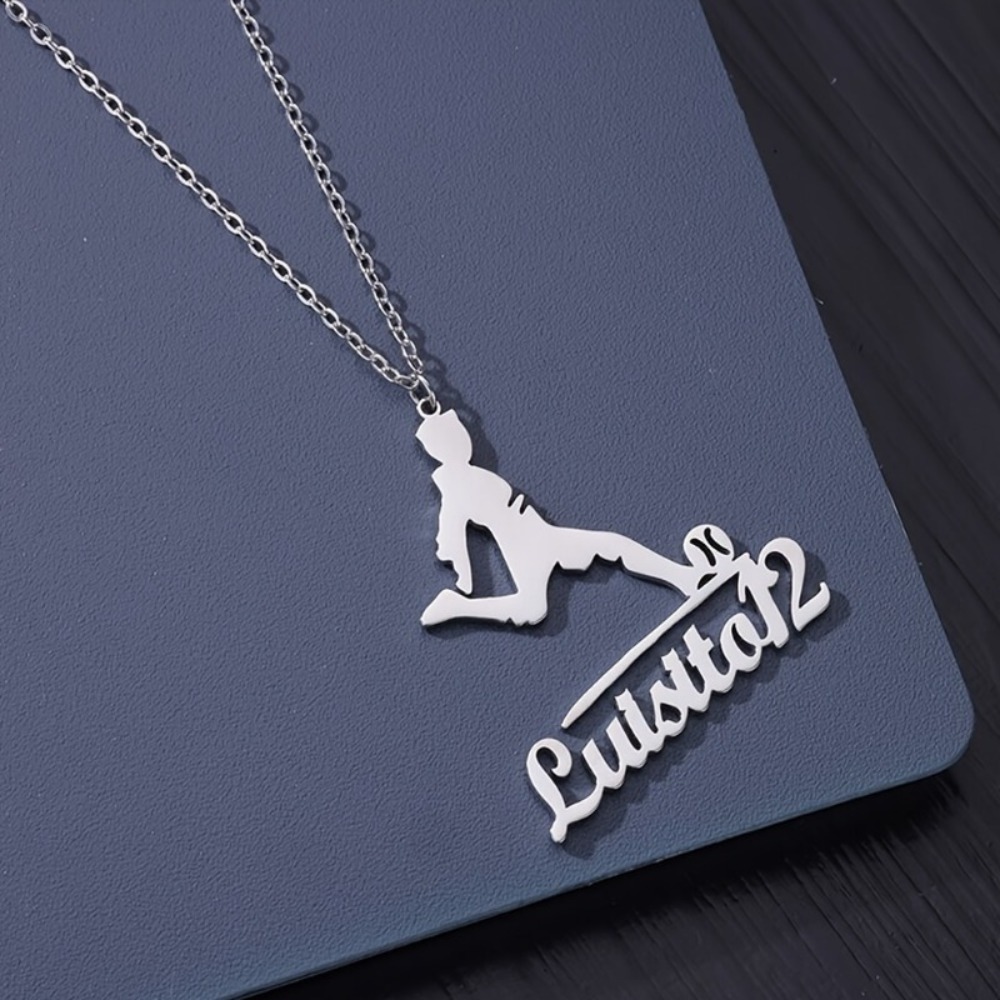 Personalized Football Player Silhouette Name Necklace