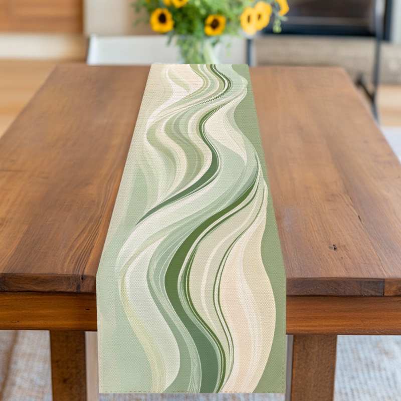 TEMU 1pc Home, Kitchen, Party Tablecover, Table Cloth, Table Accessories, Tableware, Table Fabric, Modern Abstract Waves Pattern, 's Day - Inspired