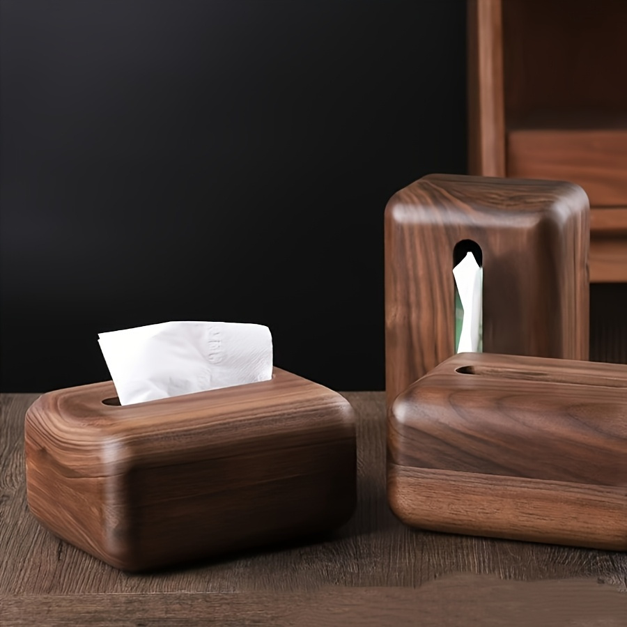 1pc rustic solid wood tissue box holder handcrafted home tabletop decor with magnetic closure natural wood grain   room bedroom kitchen dining room decorative and functional decorative accessory simple elegant design durable construction Product details 4