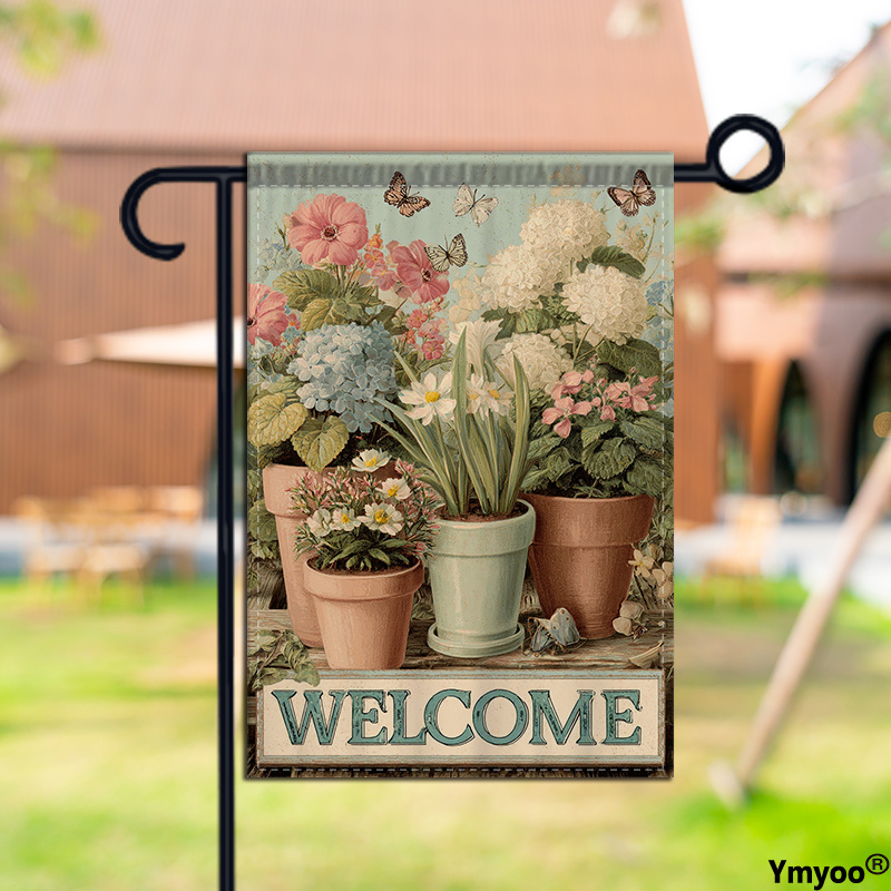 TEMU 1pc Double-sided Garden Decor Garden Flag Detailed Pastel Colors With Wide Angle View For And Stylish Display