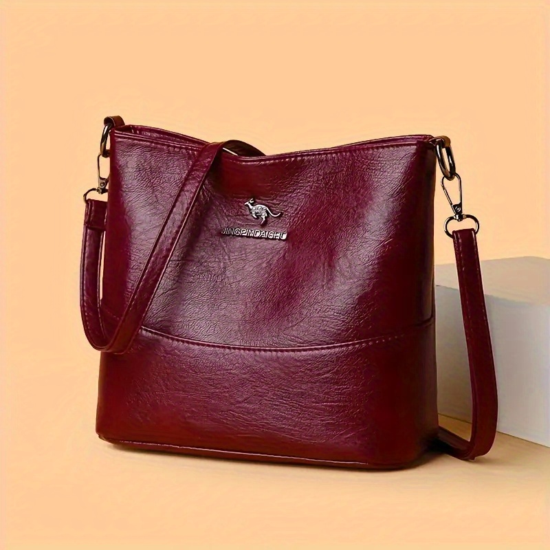 TEMU Vintage-style Fashionable And Spacious Women's Shoulder Bag- Soft Shoulder Bag With Adjustable Shoulder Strap, Zipper Closure, And Multiple