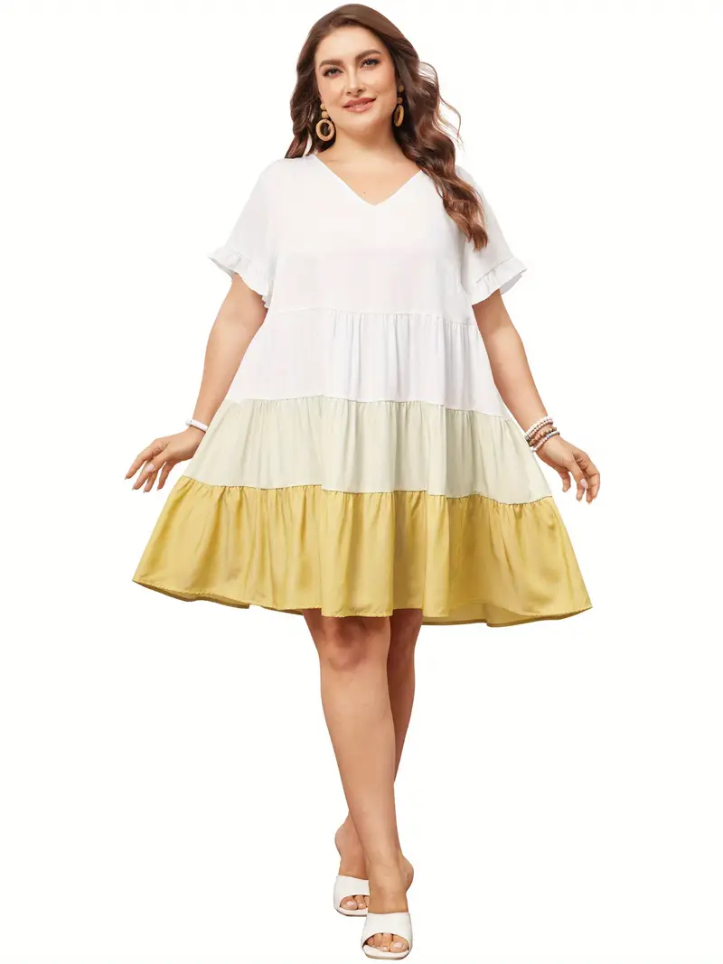 plus size womens plus size babydoll ruffle short sleeve - Temu plus size womens plus size babydoll ruffle short sleeve - Temu