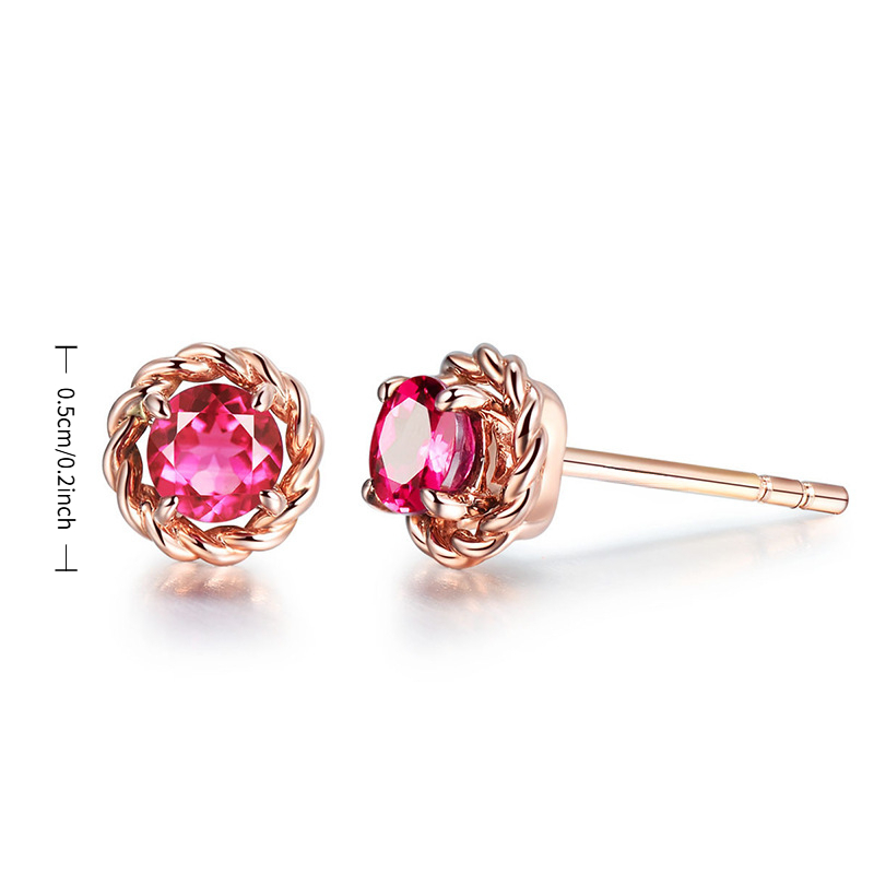 2pcs Elegant Rose Flower Synthetic Zirconia Stud Earrings