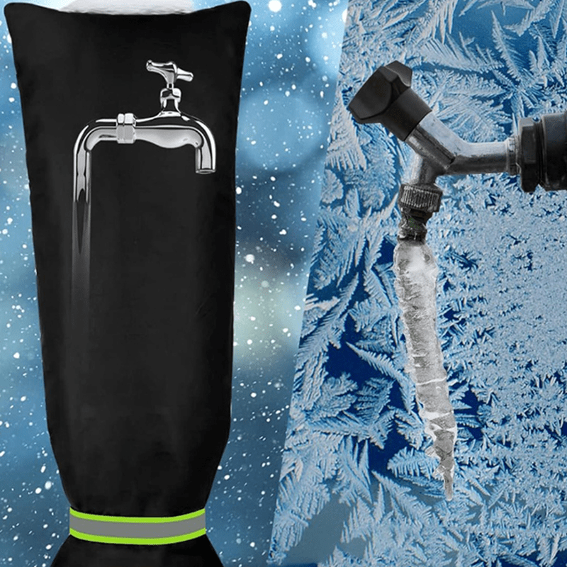 

Waterproof Insulated Faucet Cover For Outdoor Use - Reusable Garden & Lawn Protector, Black, 18x26 Inches