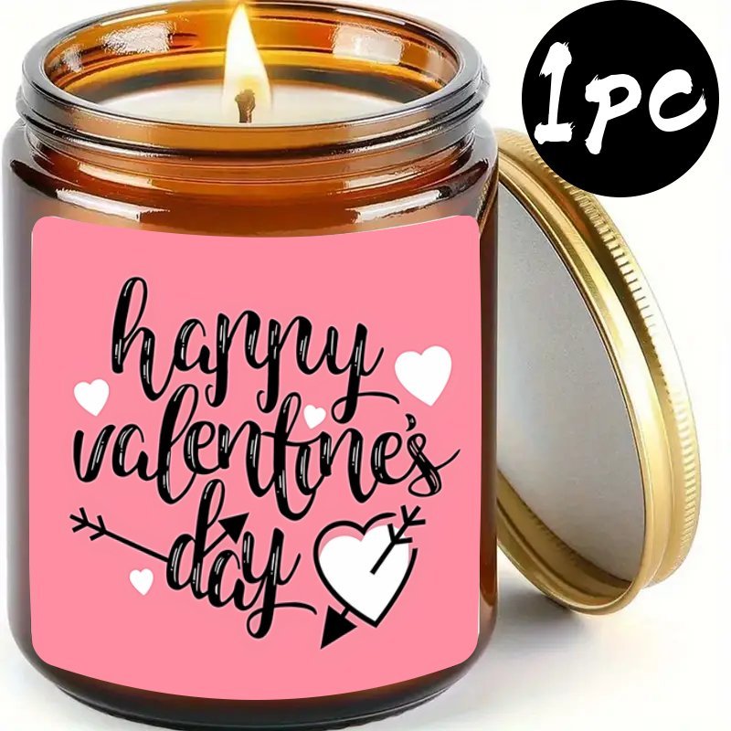 

1pc Happy Valentine's Day Candle Label Sticker - Inspirational Theme, Paper Material, Fire-resistant, Design, Candle Jar Decoration, Ideal Gift For Valentine's, Ramadan, Graduation Season