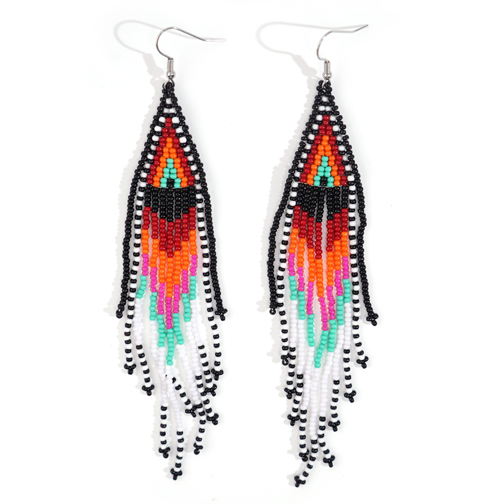 TEMU A Pair Of Stylish Drop Earrings For Women, Featuring A Bohemian And Ethnic Design With Colorful Glass Beads, Perfect For Casual Everyday Wear
