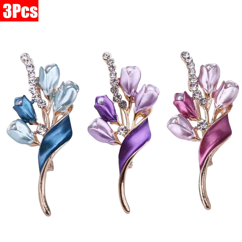 TEMU 3pcs/set Ladies' Brooch, High-end Exquisite Pin, Elegant Brooch For Women, Luxurious Set Temperament, Light Luxury Versatile Brooch, New