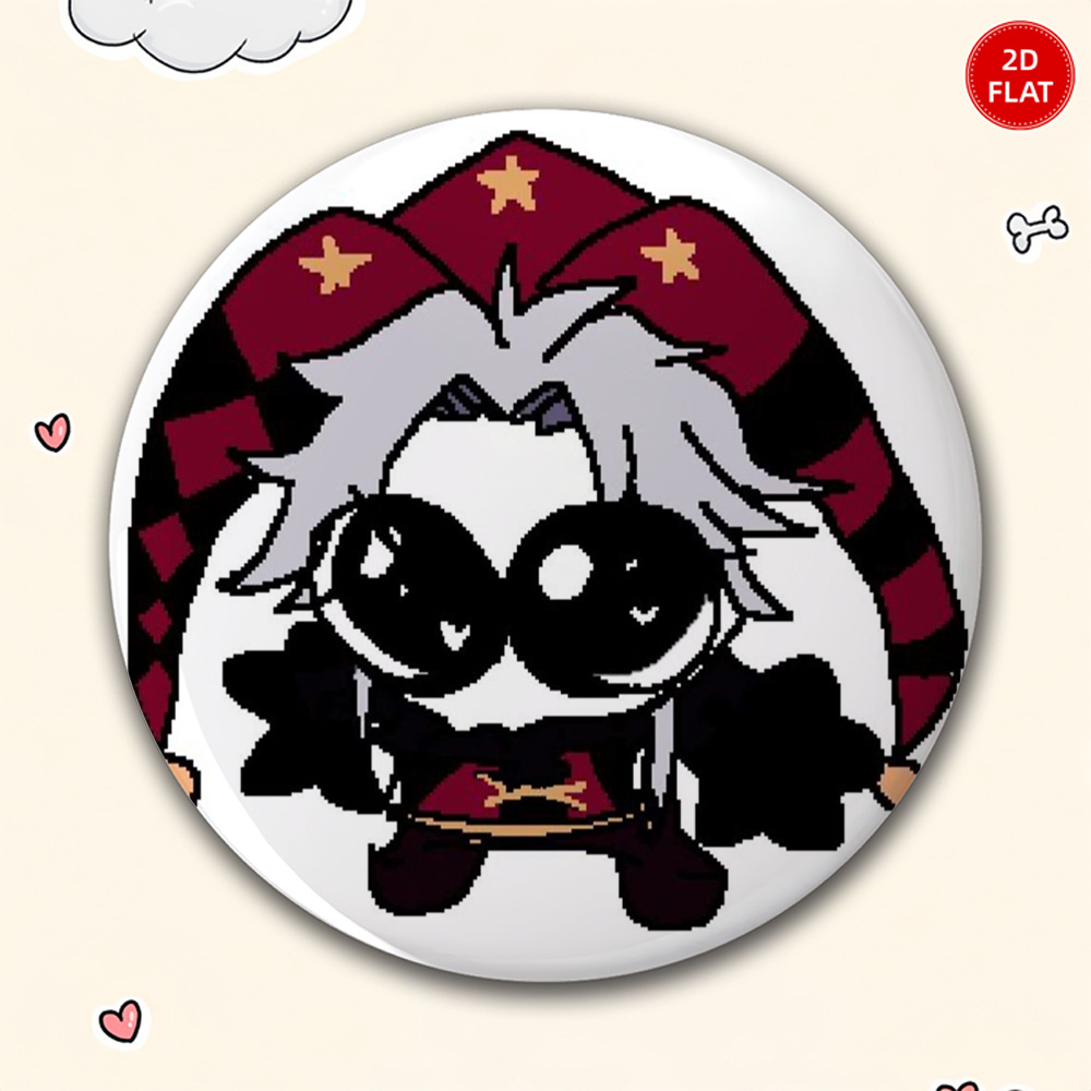 TEMU 2d Flat, 2d Flat - 2026 1pc Men's Casual Round Brooch, Anime Cartoon Pin, Stylish And Gorgeous Accessory, Unisex Badge Pin, Suitable As A Gift