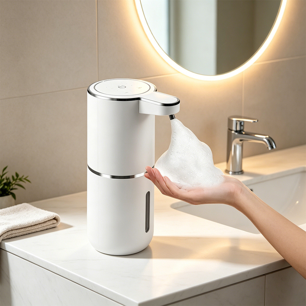 Image of Automatic Touchless Soap Dispenser - Touch Control Panel And Transparent Level Window, Ideal For Bathroom, Kitchen Sink, Wall-mounted Or Countertop