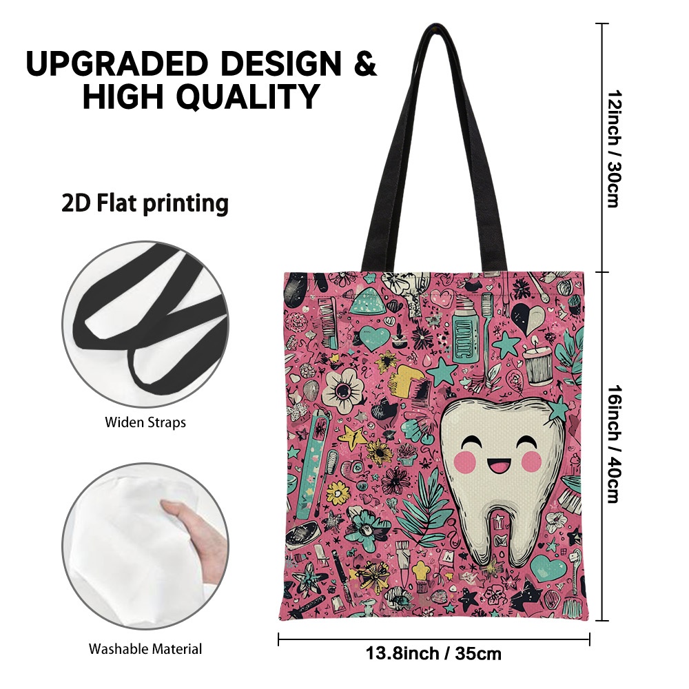 1pc 2d Flat Reusable Fun Art Grocery Bags,design,spacious And Strong Shoulder Bag,perfect For Shopping,daily Use,and…: retailer-supplied image