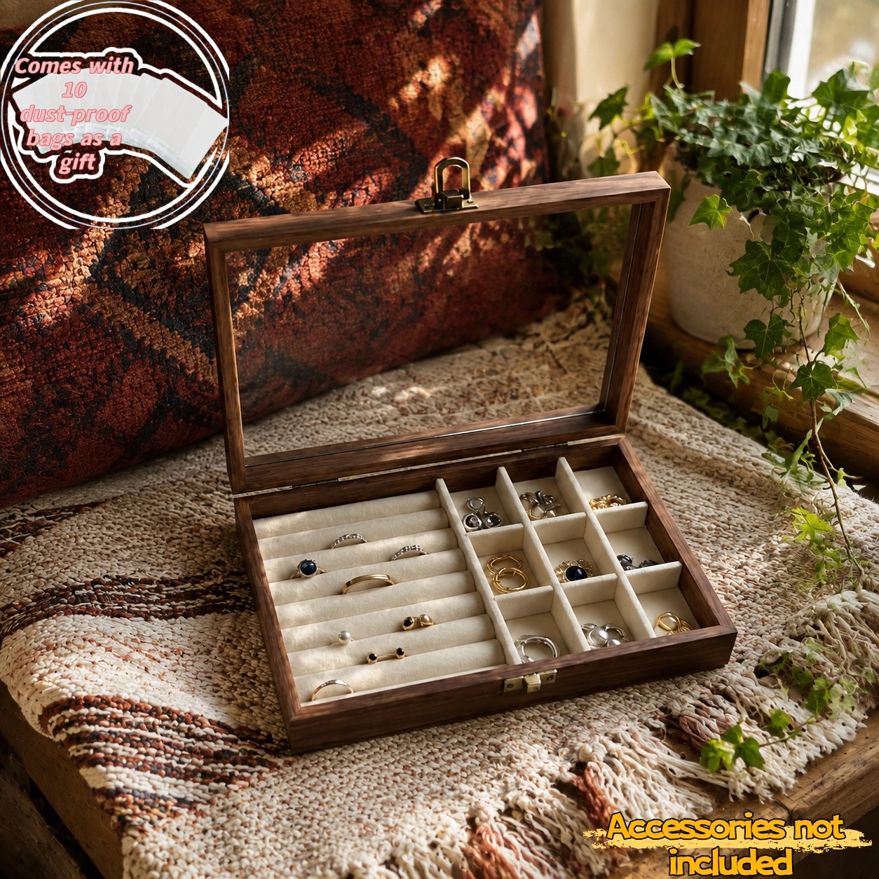White Velvet-Lined Flip-Top Jewelry Storage Box
