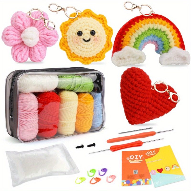 

Diy Cute Sun, Heart, Flower, Rainbow Hanging Ornaments Kit - Complete Materials With English Guide, Room Decor & Bag Charms, Creative Crafting Project With