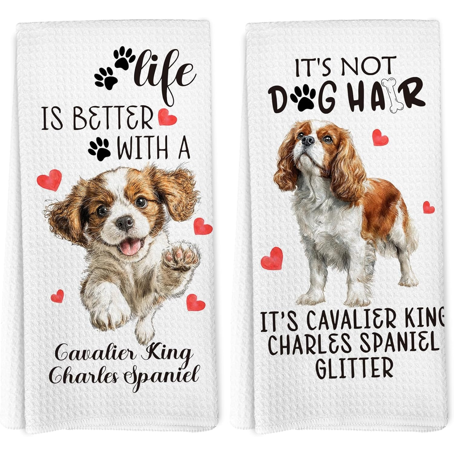 TEMU King Charles Spaniel Gifts Kitchen Towels Set Of 2, Funny Dog Hand Towels For Kitchen Bathroom Decor, Gifts For Dog Lovers Owners Moms Women