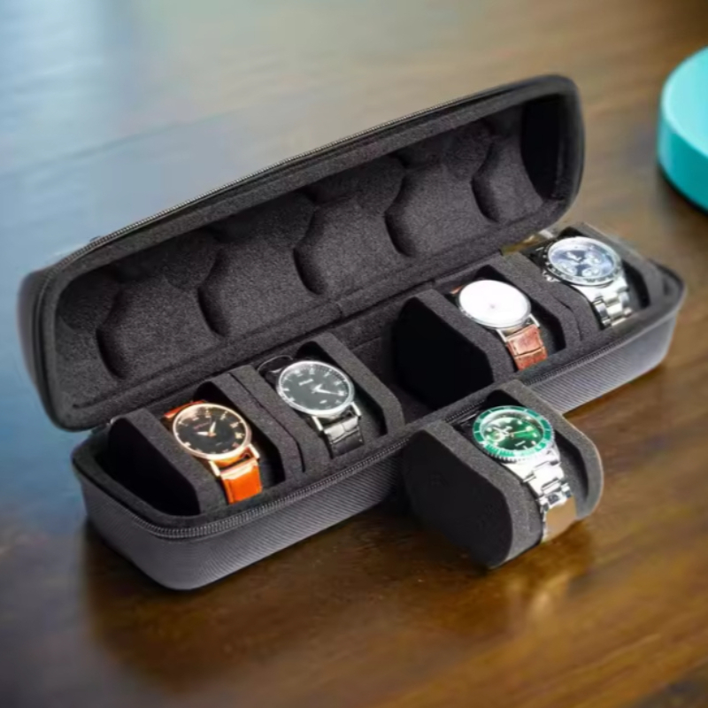 Image of 5-slot Travel Watch Case - Portable Hard Shell Organizer For Men And Women, Storage Box For Wristwatches And Smartwatches, Jewelry Chests